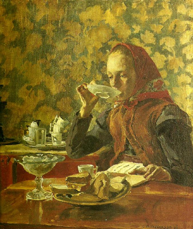 Carl Wilhelmson frukost oil painting image
